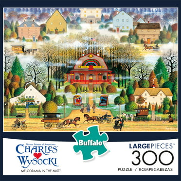 Buffalo Games Adrian Chesterman Lakeside Cabin 300 Large PC Puzzle W/poster for sale online